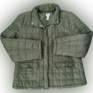 Bass Outdoor Discovery Quilted Puffer Jacket Women’s Lg Olive Green